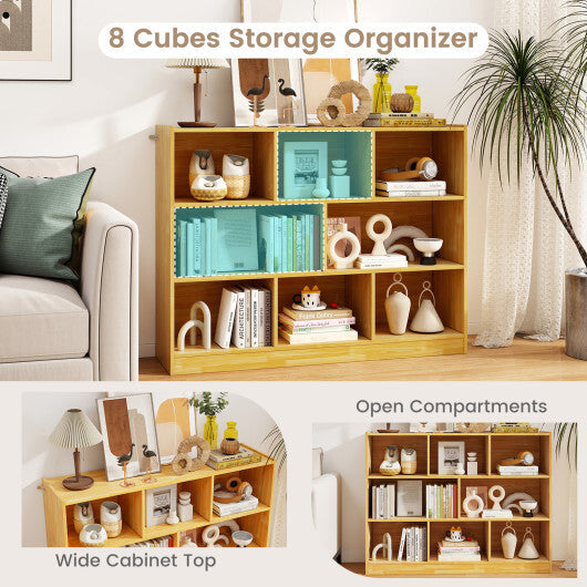 Costway 3-Tier Open Bookcase 8-Cube Floor Standing Storage Shelves Display Cabinet-Yellow LuxuryLifeWay Online Store
