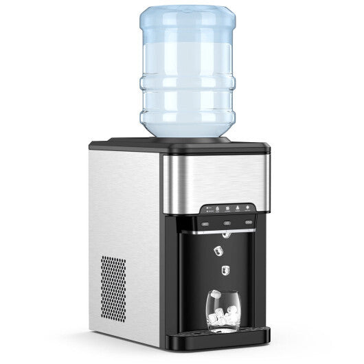 Costway Water Cooler Dispenser 3-in-1 with Built-in Ice Maker and 3 Temperature Settings-Silver LuxuryLifeWay Online Store