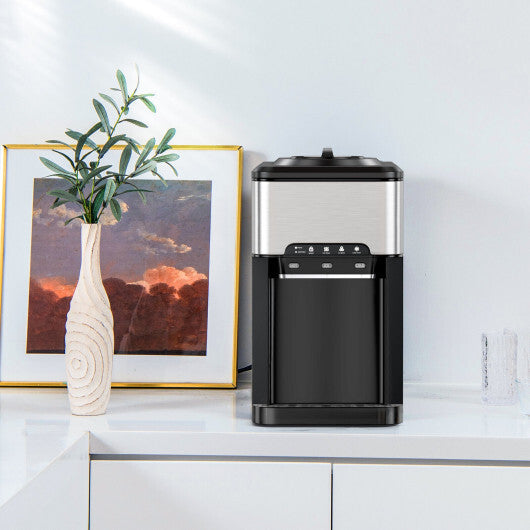 Costway Water Cooler Dispenser 3-in-1 with Built-in Ice Maker and 3 Temperature Settings-Silver LuxuryLifeWay Online Store