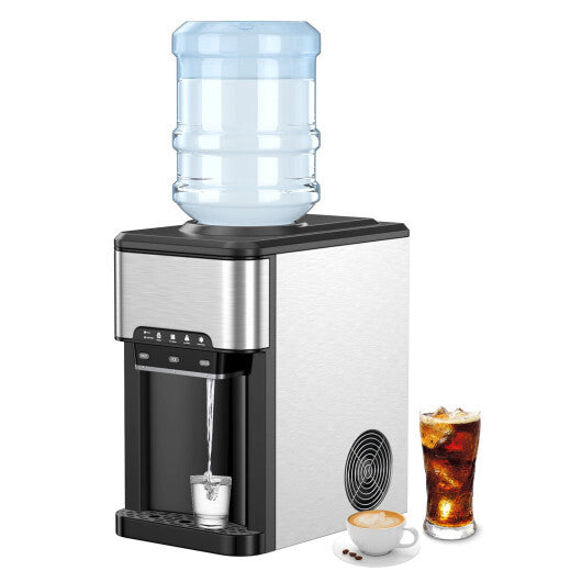 Costway Water Cooler Dispenser 3-in-1 with Built-in Ice Maker and 3 Temperature Settings-Silver LuxuryLifeWay Online Store