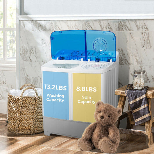 Costway 2-in-1 Portable 22lbs Capacity Washing Machine with Timer Control-Blue LuxuryLifeWay Online Store