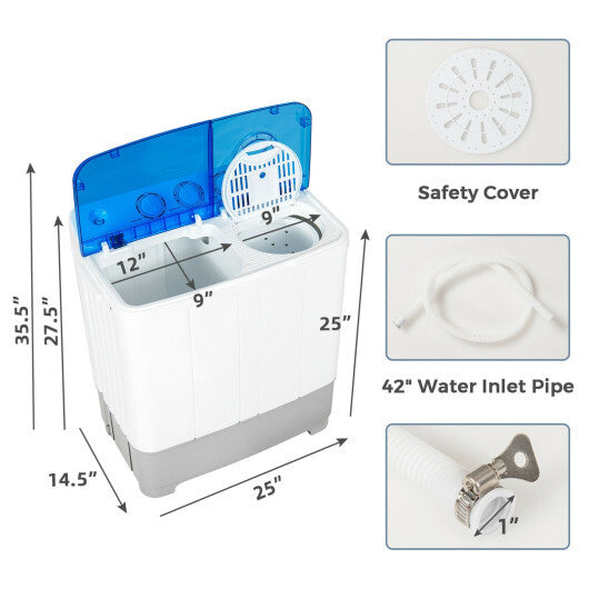 Costway 2-in-1 Portable 22lbs Capacity Washing Machine with Timer Control-Blue LuxuryLifeWay Online Store