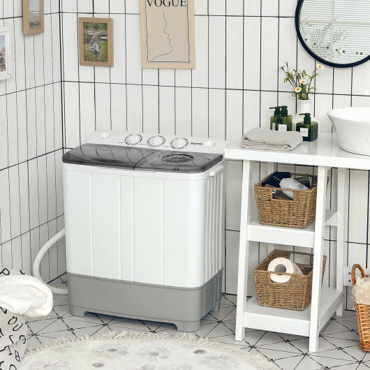 Costway 2-in-1 Portable 22lbs Capacity Washing Machine with Timer Control-Gray LuxuryLifeWay Online Store