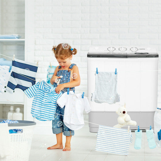 Costway 2-in-1 Portable 22lbs Capacity Washing Machine with Timer Control-Gray LuxuryLifeWay Online Store