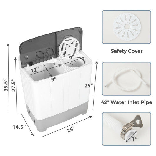 Costway 2-in-1 Portable 22lbs Capacity Washing Machine with Timer Control-Gray LuxuryLifeWay Online Store