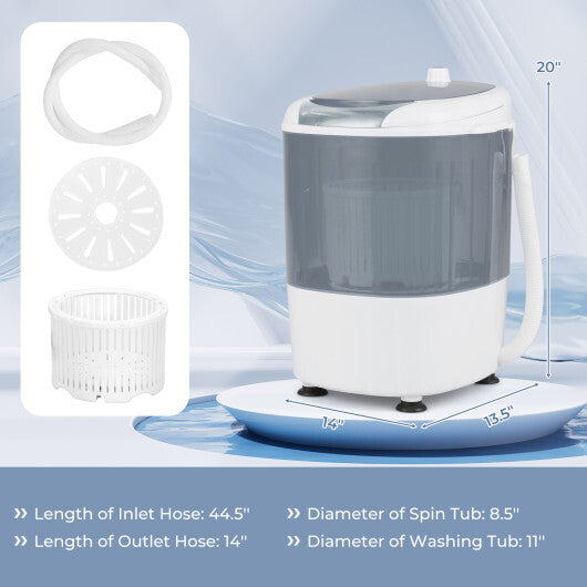 Costway Portable Mini Washing Machine Semi-Automatic Washer and Spinner Combo with Single Tub-Gray LuxuryLifeWay Online Store