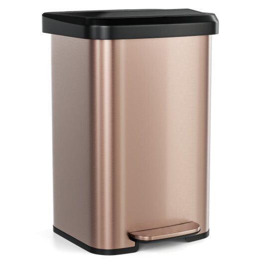 Costway 13.2 Gallon Step Trash Can with Soft Close Lid and Deodorizer Compartment-Golden LuxuryLifeWay Online Store