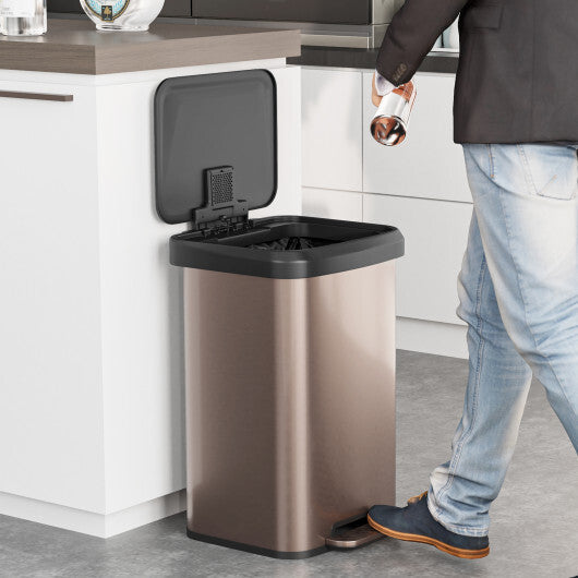 Costway 13.2 Gallon Step Trash Can with Soft Close Lid and Deodorizer Compartment-Golden LuxuryLifeWay Online Store