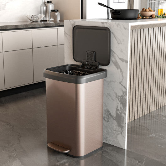 Costway 13.2 Gallon Step Trash Can with Soft Close Lid and Deodorizer Compartment-Golden LuxuryLifeWay Online Store