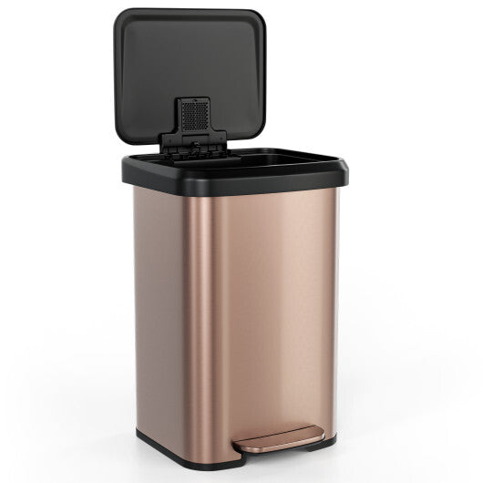 Costway 13.2 Gallon Step Trash Can with Soft Close Lid and Deodorizer Compartment-Golden LuxuryLifeWay Online Store