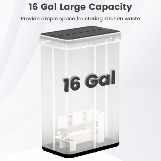 Costway 16 Gallon Trash Can with Wing Lids for Bedroom Bathroom Kitchen-Silver LuxuryLifeWay Online Store