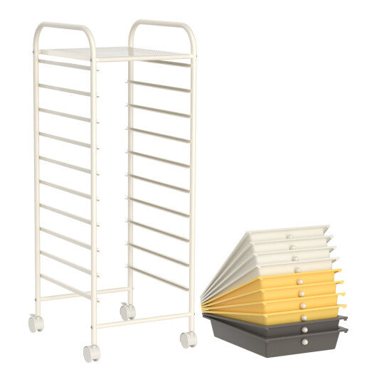 Costway 10 Drawer Rolling Storage Cart Organizer with 4 Universal Casters-Yellow LuxuryLifeWay Online Store