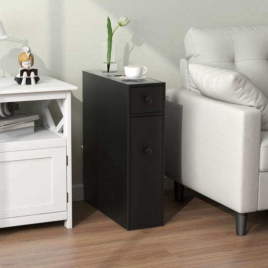 Costway Black Bathroom Cabinet Space Saver Storage Organizer-Black LuxuryLifeWay Online Store