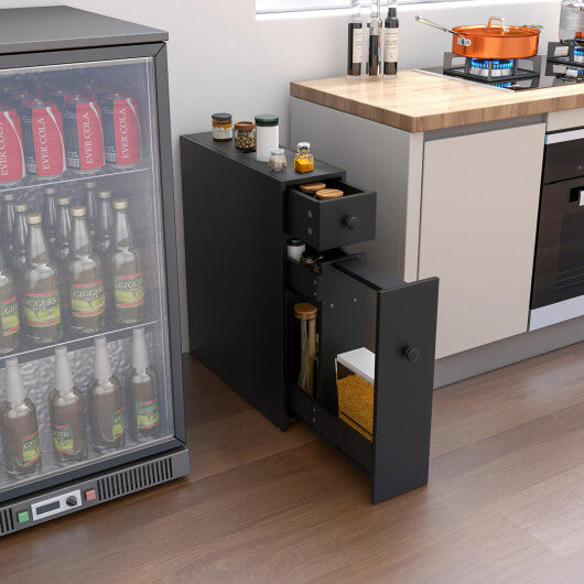 Costway Black Bathroom Cabinet Space Saver Storage Organizer-Black LuxuryLifeWay Online Store