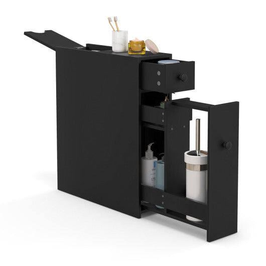Costway Black Bathroom Cabinet Space Saver Storage Organizer-Black LuxuryLifeWay Online Store