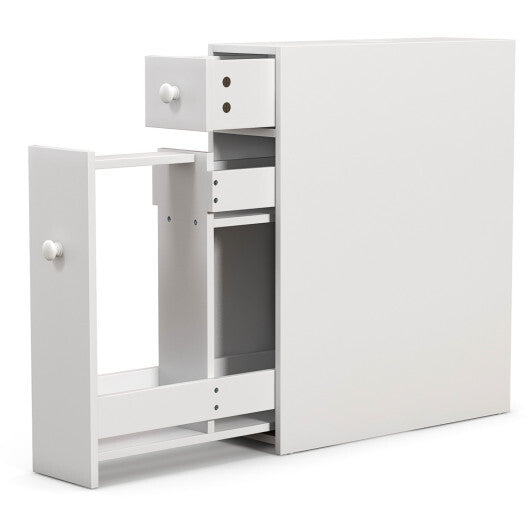 Costway White Bathroom Cabinet Space Saver Storage Organizer-White LuxuryLifeWay Online Store