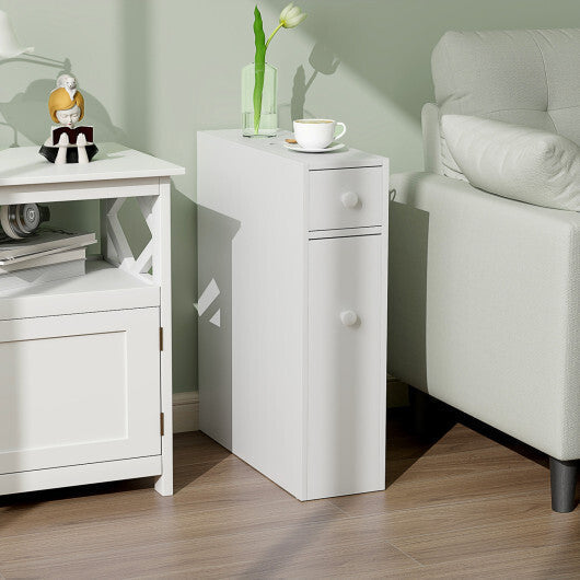 Costway White Bathroom Cabinet Space Saver Storage Organizer-White LuxuryLifeWay Online Store