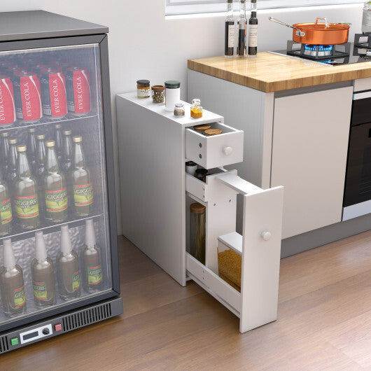 Costway White Bathroom Cabinet Space Saver Storage Organizer-White LuxuryLifeWay Online Store