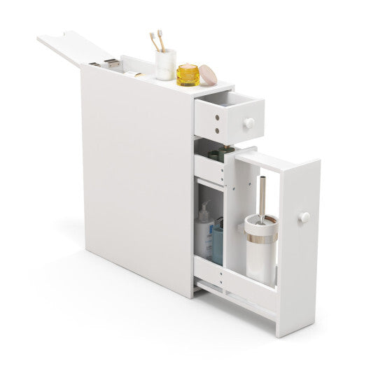 Costway White Bathroom Cabinet Space Saver Storage Organizer-White LuxuryLifeWay Online Store