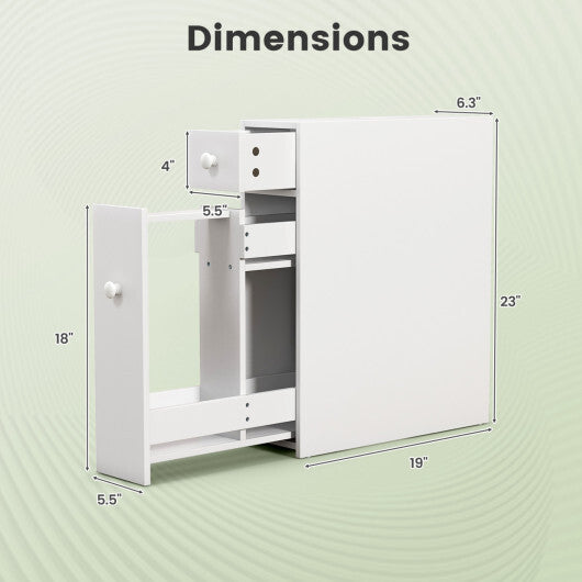Costway White Bathroom Cabinet Space Saver Storage Organizer-White LuxuryLifeWay Online Store