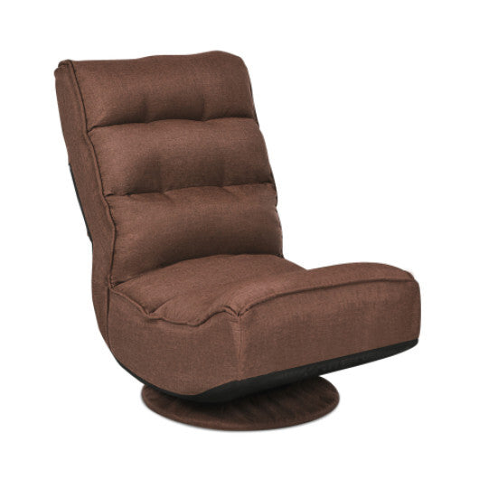 Costway 5-Position Folding Floor Gaming Chair-Rustic Brown LuxuryLifeWay Online Store