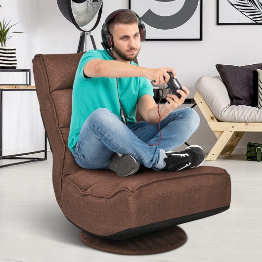Costway 5-Position Folding Floor Gaming Chair-Rustic Brown LuxuryLifeWay Online Store