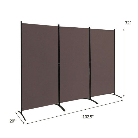 Costway 3-Panel Room Divider Folding Privacy Partition Screen for Office Room-Brown LuxuryLifeWay Online Store