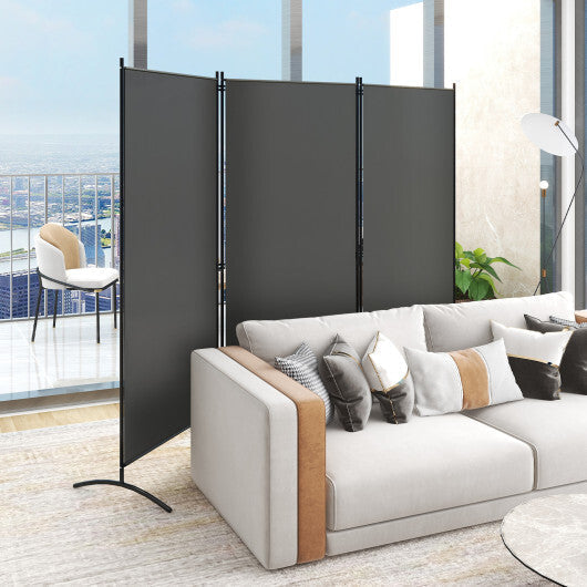 Costway 6 Feet 3 Panel Room Divider with Durable Hinges Steel Base-Gray LuxuryLifeWay Online Store