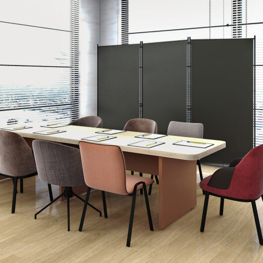 Costway 6 Feet 3 Panel Room Divider with Durable Hinges Steel Base-Gray LuxuryLifeWay Online Store