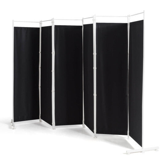 Costway 6-Panel Room Divider Folding Privacy Screen with Steel Support Base-Black LuxuryLifeWay Online Store