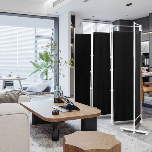 Costway 6-Panel Room Divider Folding Privacy Screen with Steel Support Base-Black LuxuryLifeWay Online Store