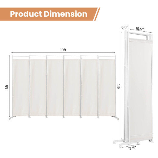 Costway 6-Panel Room Divider Folding Privacy Screen-White LuxuryLifeWay Online Store