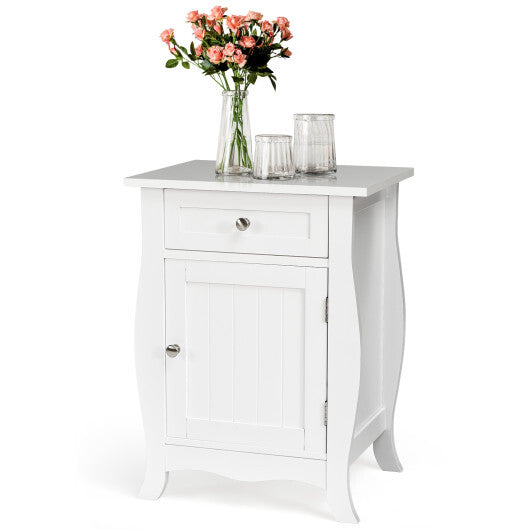 Costway Wooden Accent End Table with Drawer Storage Cabinet Nightstand-White LuxuryLifeWay Online Store