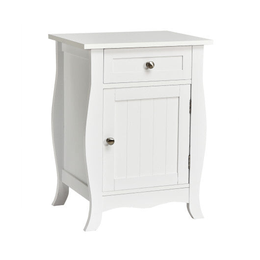 Costway Wooden Accent End Table with Drawer Storage Cabinet Nightstand-White LuxuryLifeWay Online Store