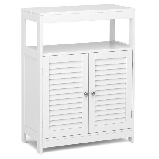 Costway Freestanding Bathroom Floor Cabinet with Double Shutter Doors-White LuxuryLifeWay Online Store