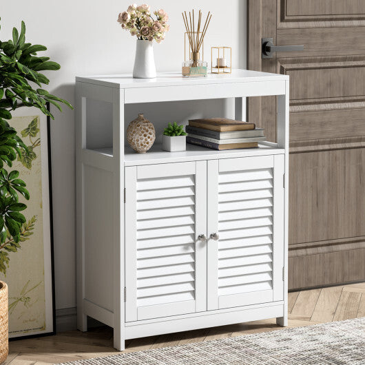 Costway Freestanding Bathroom Floor Cabinet with Double Shutter Doors-White