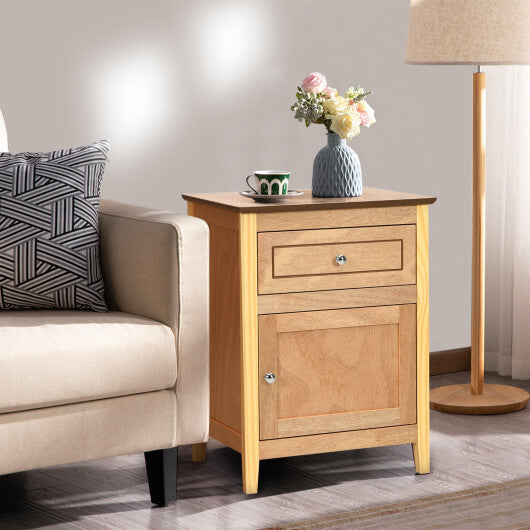 Costway 2-Tier Accent Table with Spacious Tabletop-Natural LuxuryLifeWay Online Store