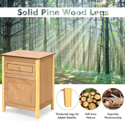 Costway 2-Tier Accent Table with Spacious Tabletop-Natural LuxuryLifeWay Online Store