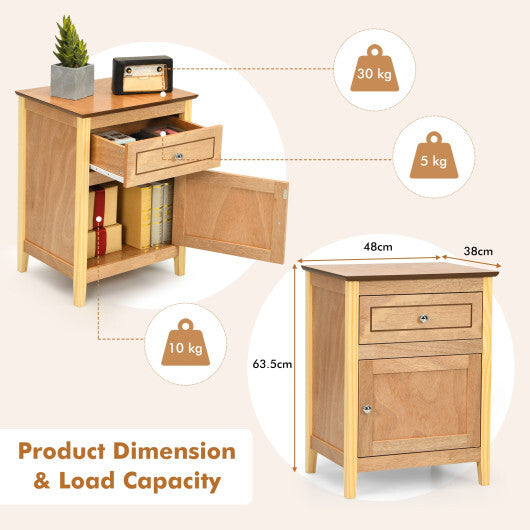 Costway 2-Tier Accent Table with Spacious Tabletop-Natural LuxuryLifeWay Online Store