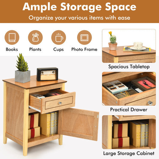 Costway 2-Tier Accent Table with Spacious Tabletop-Natural LuxuryLifeWay Online Store