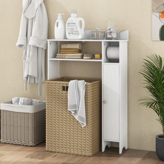 Costway Wood Over the Toilet Bathroom Space Saver with Paper Holder and Shelf-White LuxuryLifeWay Online Store
