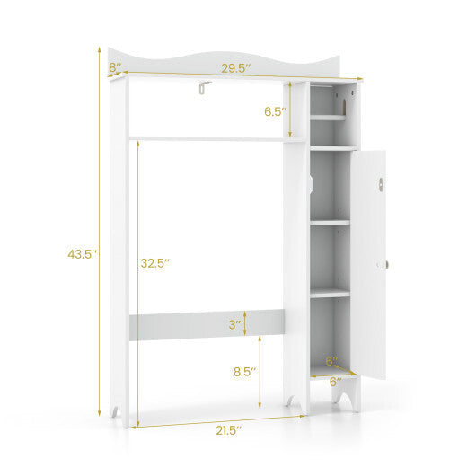 Costway Wood Over the Toilet Bathroom Space Saver with Paper Holder and Shelf-White LuxuryLifeWay Online Store