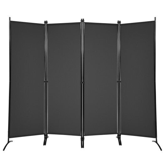 Costway 4-Panel  Room Divider with Steel Frame-Black LuxuryLifeWay Online Store