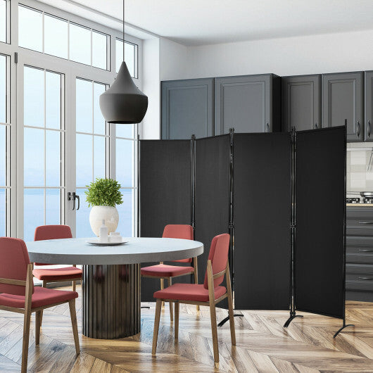 Costway 4-Panel  Room Divider with Steel Frame-Black LuxuryLifeWay Online Store