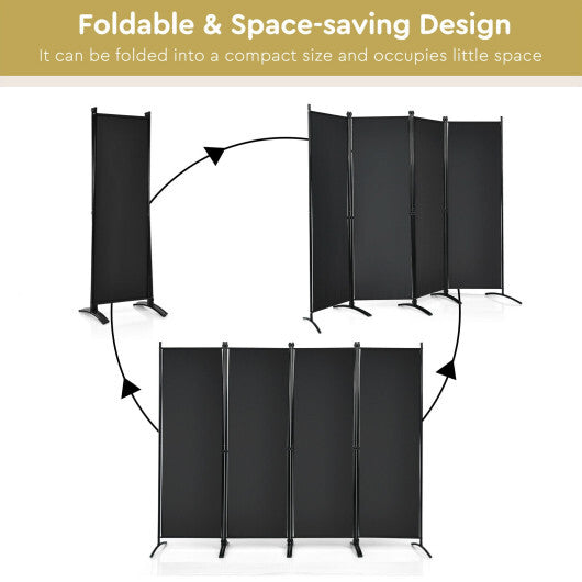 Costway 4-Panel  Room Divider with Steel Frame-Black LuxuryLifeWay Online Store