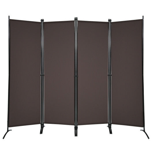 Costway 4-Panel  Room Divider with Steel Frame-Brown LuxuryLifeWay Online Store