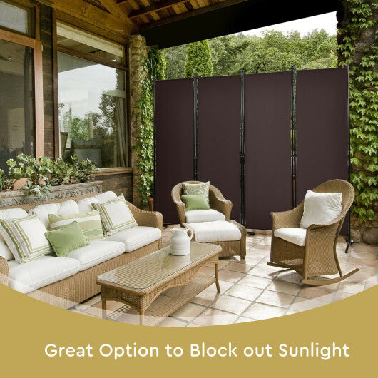 Costway 4-Panel  Room Divider with Steel Frame-Brown LuxuryLifeWay Online Store