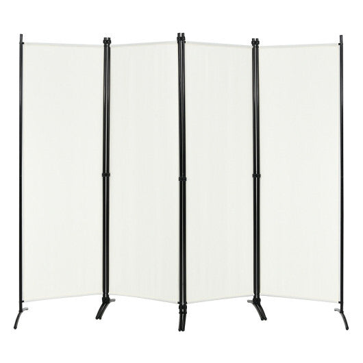Costway 4-Panel  Room Divider with Steel Frame-White LuxuryLifeWay Online Store