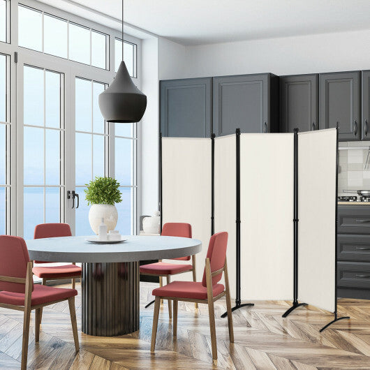 Costway 4-Panel  Room Divider with Steel Frame-White LuxuryLifeWay Online Store