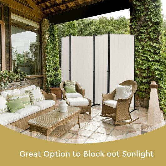 Costway 4-Panel  Room Divider with Steel Frame-White LuxuryLifeWay Online Store